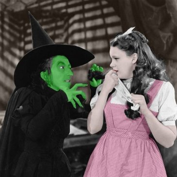Wicked Greenhouse Effect Witch confronting Dorothy in The Wizard of Oz