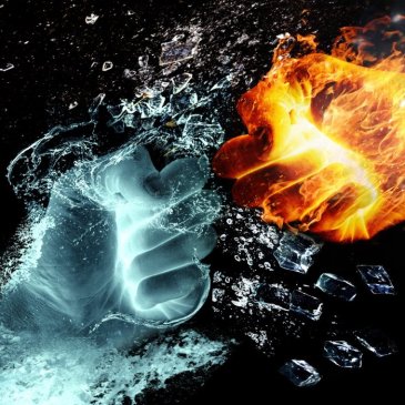 fire and ice fists clashing